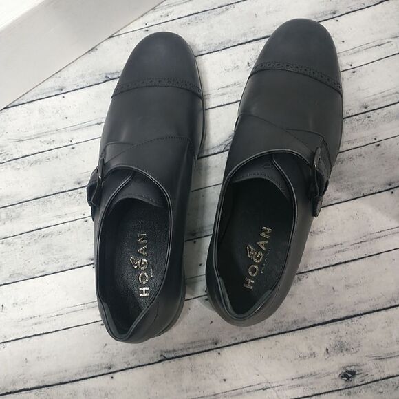 Hogan Single Monks Black Leather Mens Shoe Size UK 8.5 US 9.5 - Picture 6 of 10